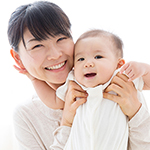young asian mother and baby